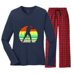 Retro Baseball Logo Women's Long Sleeve Flannel Pajama Set 