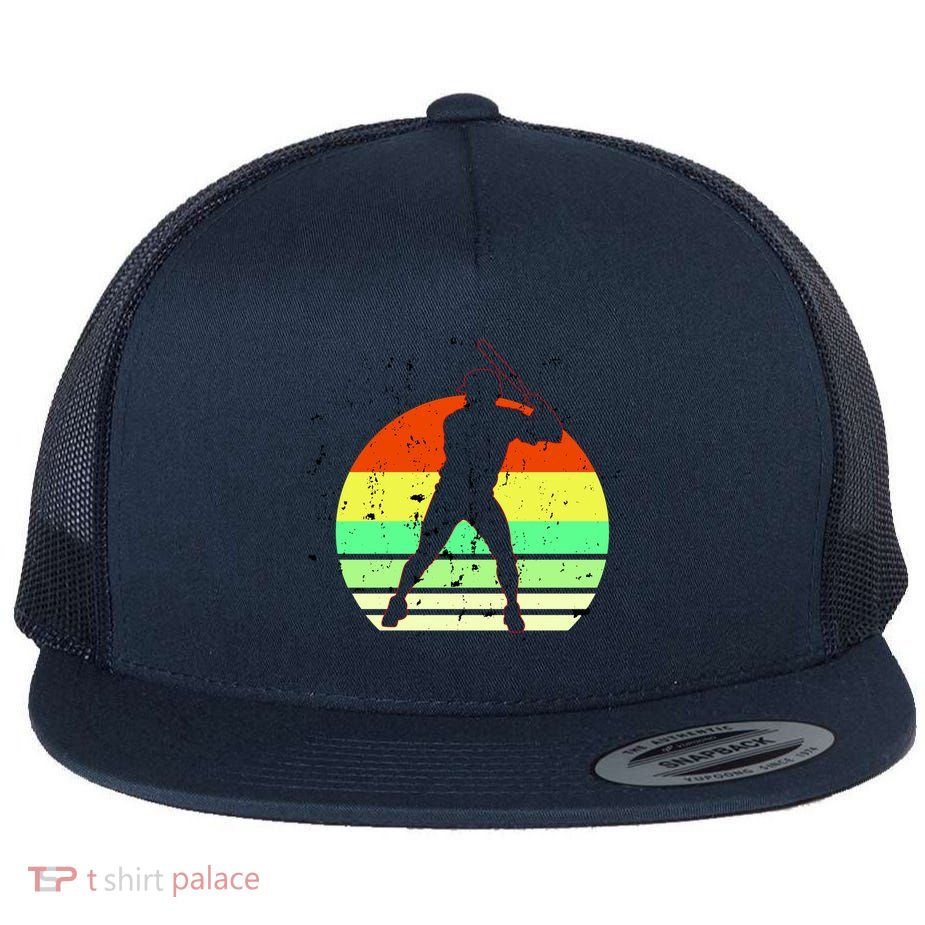 Retro Baseball Logo Flat Bill Trucker Hat