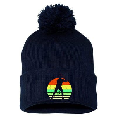 Retro Baseball Logo Pom Pom 12in Knit Beanie