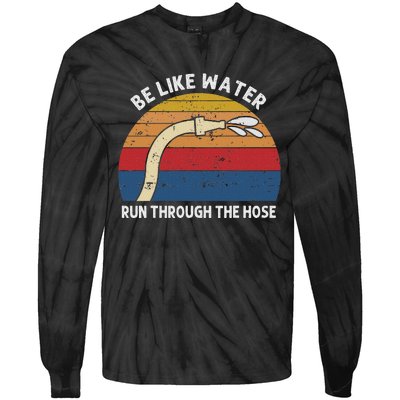 Retro Be Like Water Run Through The Hose Tie-Dye Long Sleeve Shirt