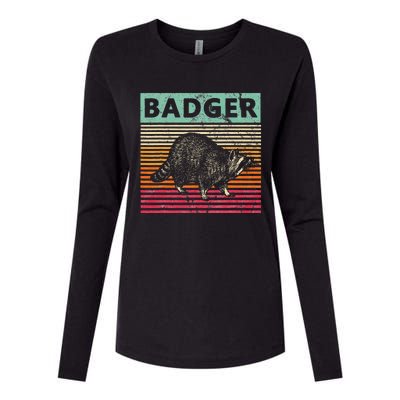 Retro Badger Love Honey Badgers Womens Cotton Relaxed Long Sleeve T-Shirt