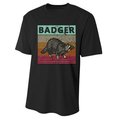 Retro Badger Love Honey Badgers Performance Sprint T-Shirt