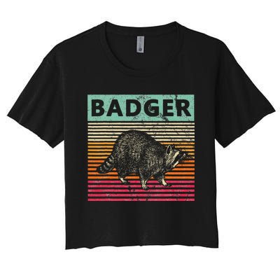 Retro Badger Love Honey Badgers Women's Crop Top Tee