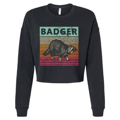 Retro Badger Love Honey Badgers Cropped Pullover Crew