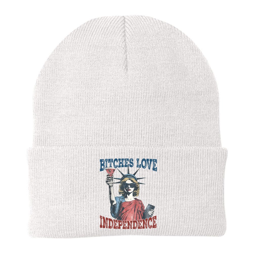 Retro Bitches Love Independence Funny Beanie