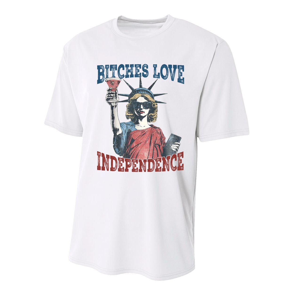 Retro Bitches Love Independence Funny Youth Performance Sprint T-Shirt