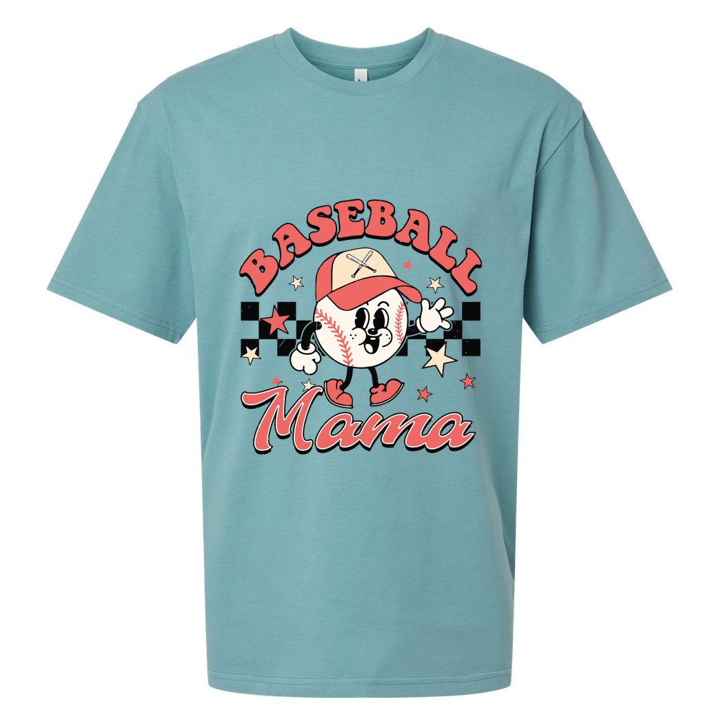 Retro Baseball Mama Hat Checkered Sueded Cloud Jersey T-Shirt
