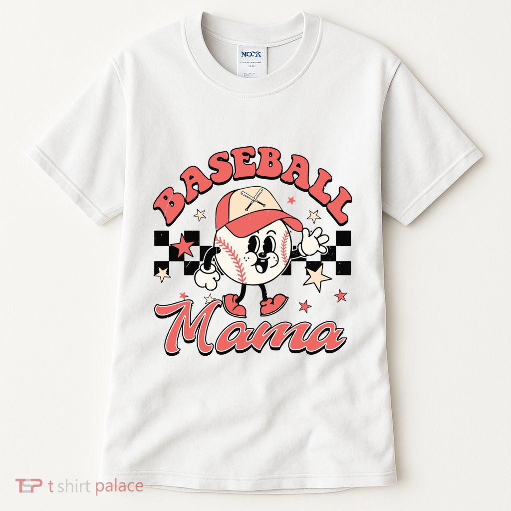 Retro Baseball Mama Hat Checkered Tall T-Shirt