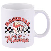 Retro Baseball Mama Hat Checkered 11oz C Handle Ceramic Mug