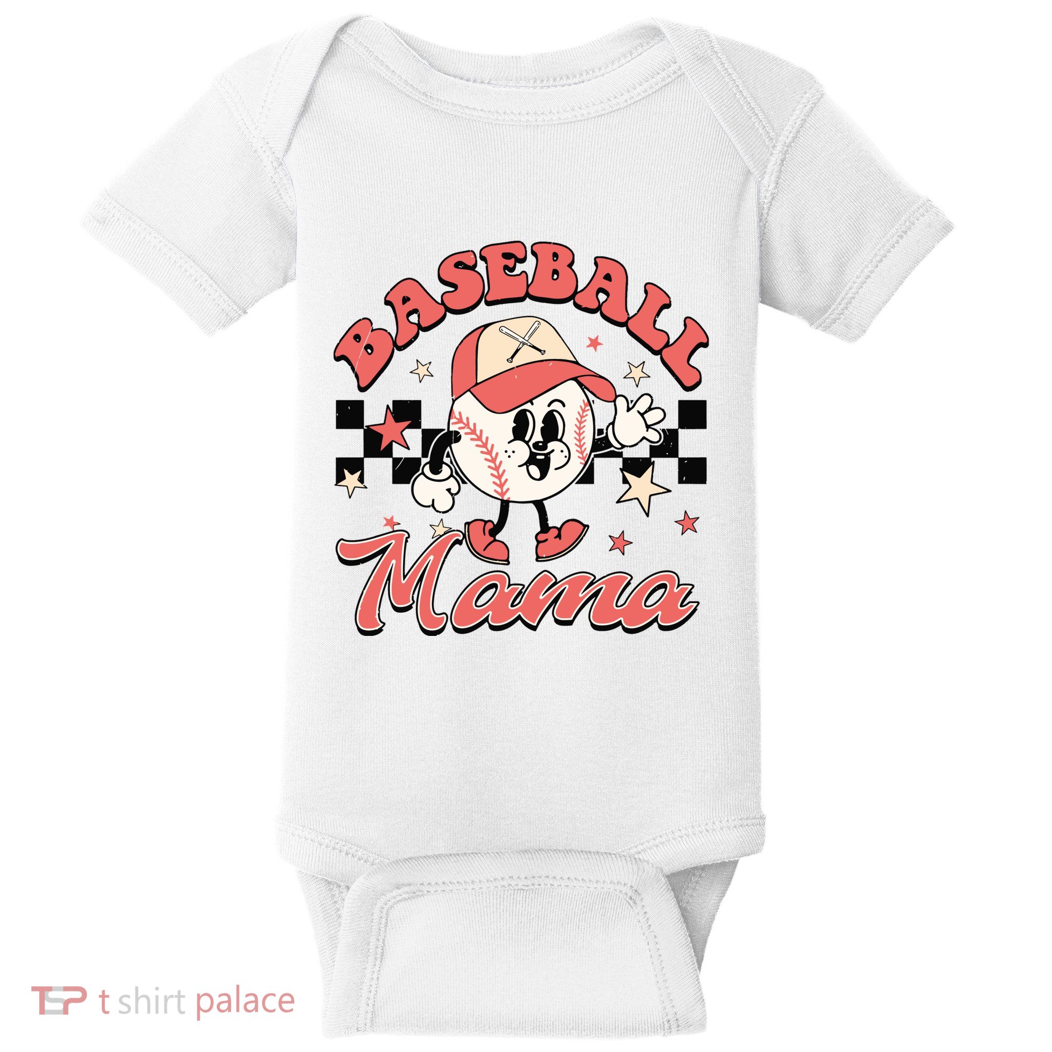 Retro Baseball Mama Hat Checkered Baby Bodysuit