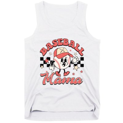 Retro Baseball Mama Hat Checkered Tank Top