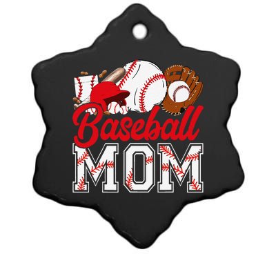 Retro Baseball Mom Mama Baseball Life Softball Life Game Day Ceramic Star Ornament