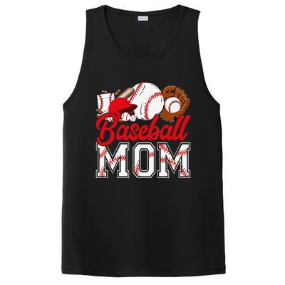 Retro Baseball Mom Mama Baseball Life Softball Life Game Day PosiCharge Competitor Tank