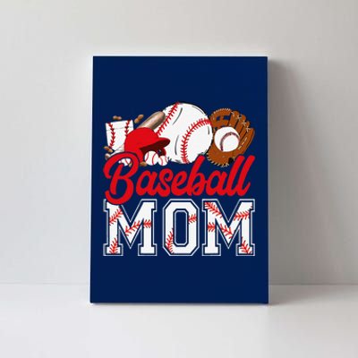 Retro Baseball Mom Mama Baseball Life Softball Life Game Day Canvas