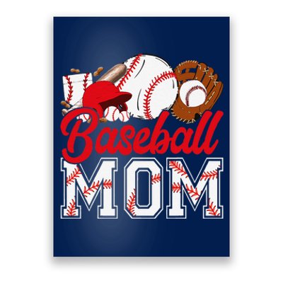 Retro Baseball Mom Mama Baseball Life Softball Life Game Day Poster