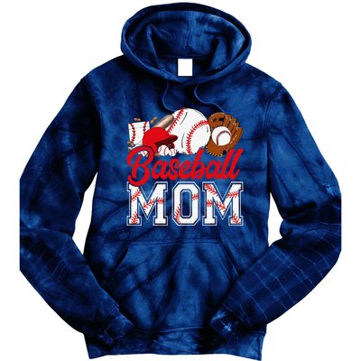 Retro Baseball Mom Mama Baseball Life Softball Life Game Day Tie Dye Hoodie