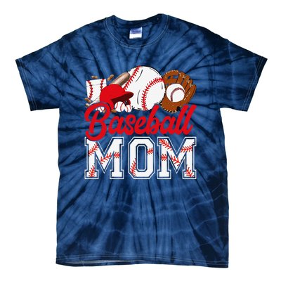 Retro Baseball Mom Mama Baseball Life Softball Life Game Day Tie-Dye T-Shirt