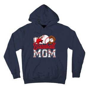 Retro Baseball Mom Mama Baseball Life Softball Life Game Day Tall Hoodie