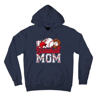 Retro Baseball Mom Mama Baseball Life Softball Life Game Day Tall Hoodie