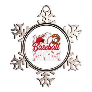 Retro Baseball Mom Mama Baseball Life Softball Life Game Day Metallic Star Ornament