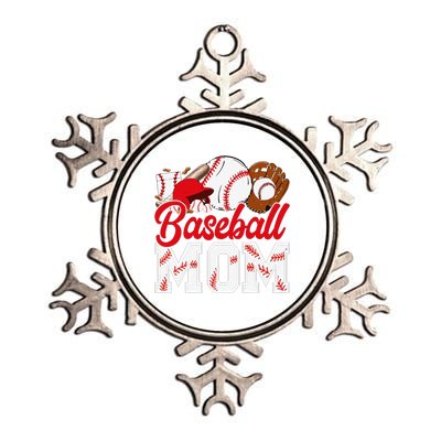 Retro Baseball Mom Mama Baseball Life Softball Life Game Day Metallic Star Ornament