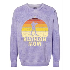 Retro Biathlon Mom Wintersport Cross Country Skiing Biathlon Funny Gift Colorblast Crewneck Sweatshirt