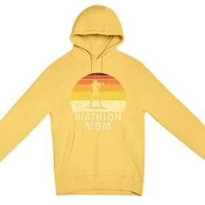 Retro Biathlon Mom Wintersport Cross Country Skiing Biathlon Funny Gift Premium Pullover Hoodie