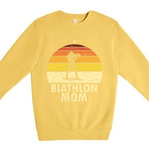 Retro Biathlon Mom Wintersport Cross Country Skiing Biathlon Funny Gift Premium Crewneck Sweatshirt