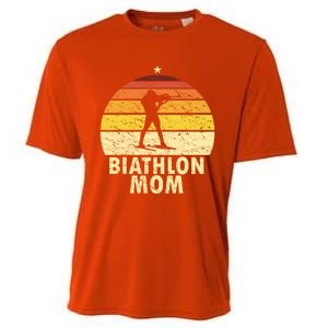 Retro Biathlon Mom Wintersport Cross Country Skiing Biathlon Funny Gift Cooling Performance Crew T-Shirt