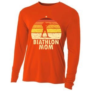 Retro Biathlon Mom Wintersport Cross Country Skiing Biathlon Funny Gift Cooling Performance Long Sleeve Crew