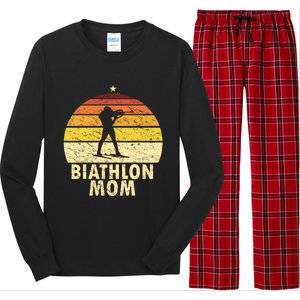 Retro Biathlon Mom Wintersport Cross Country Skiing Biathlon Funny Gift Long Sleeve Pajama Set