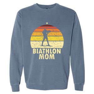 Retro Biathlon Mom Wintersport Cross Country Skiing Biathlon Funny Gift Garment-Dyed Sweatshirt