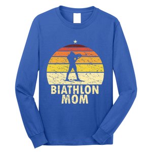 Retro Biathlon Mom Wintersport Cross Country Skiing Biathlon Funny Gift Long Sleeve Shirt