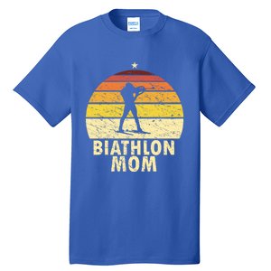 Retro Biathlon Mom Wintersport Cross Country Skiing Biathlon Funny Gift Tall T-Shirt