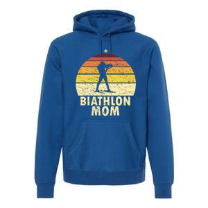 Retro Biathlon Mom Wintersport Cross Country Skiing Biathlon Funny Gift Premium Hoodie