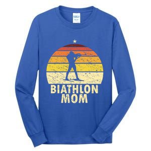 Retro Biathlon Mom Wintersport Cross Country Skiing Biathlon Funny Gift Tall Long Sleeve T-Shirt