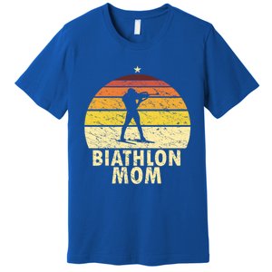 Retro Biathlon Mom Wintersport Cross Country Skiing Biathlon Funny Gift Premium T-Shirt