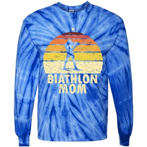 Retro Biathlon Mom Wintersport Cross Country Skiing Biathlon Funny Gift Tie-Dye Long Sleeve Shirt