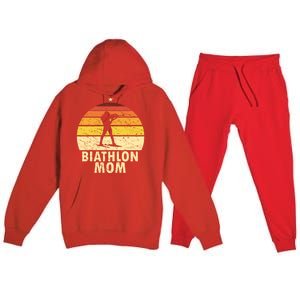 Retro Biathlon Mom Wintersport Cross Country Skiing Biathlon Funny Gift Premium Hooded Sweatsuit Set