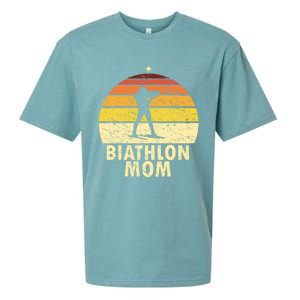 Retro Biathlon Mom Wintersport Cross Country Skiing Biathlon Funny Gift Sueded Cloud Jersey T-Shirt