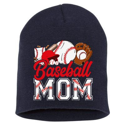 Retro Baseball Mom Mama Baseball Life Softball Life Game Day Short Acrylic Beanie