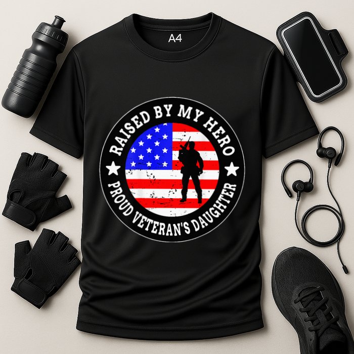 Raised By My Hero VeteranS Daughter Cooling Performance Crew T-Shirt