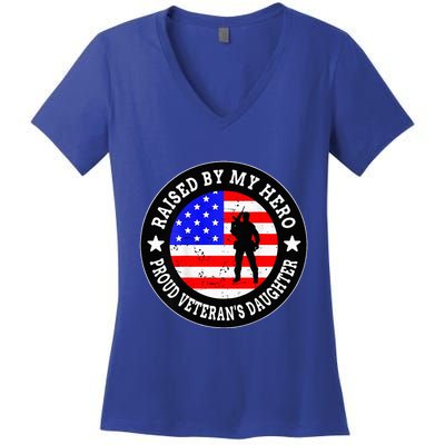 Raised By My Hero VeteranS Daughter Women's V-Neck T-Shirt