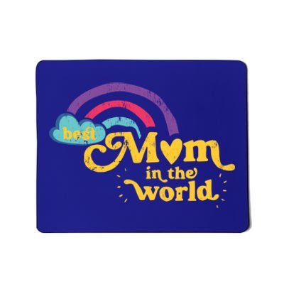 Retro Best Mom In The World With Heart Rainbow Mothers Day Gift Mousepad