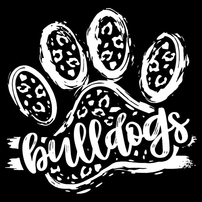 Retro Bulldogs Mascot School Spirit Leopard Print Paw Sports Tall T-Shirt