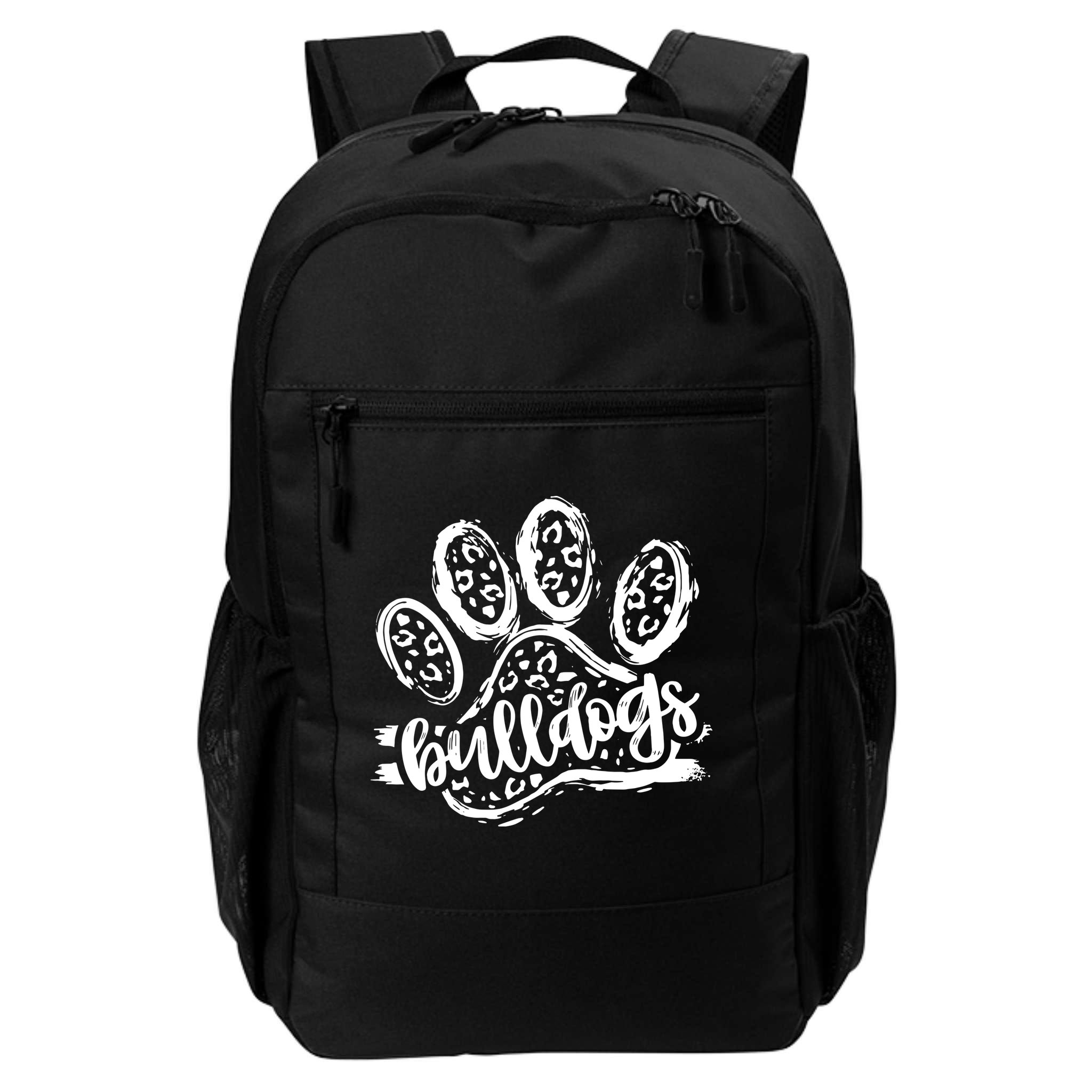 Retro Bulldogs Mascot School Spirit Leopard Print Paw Sports Backpack