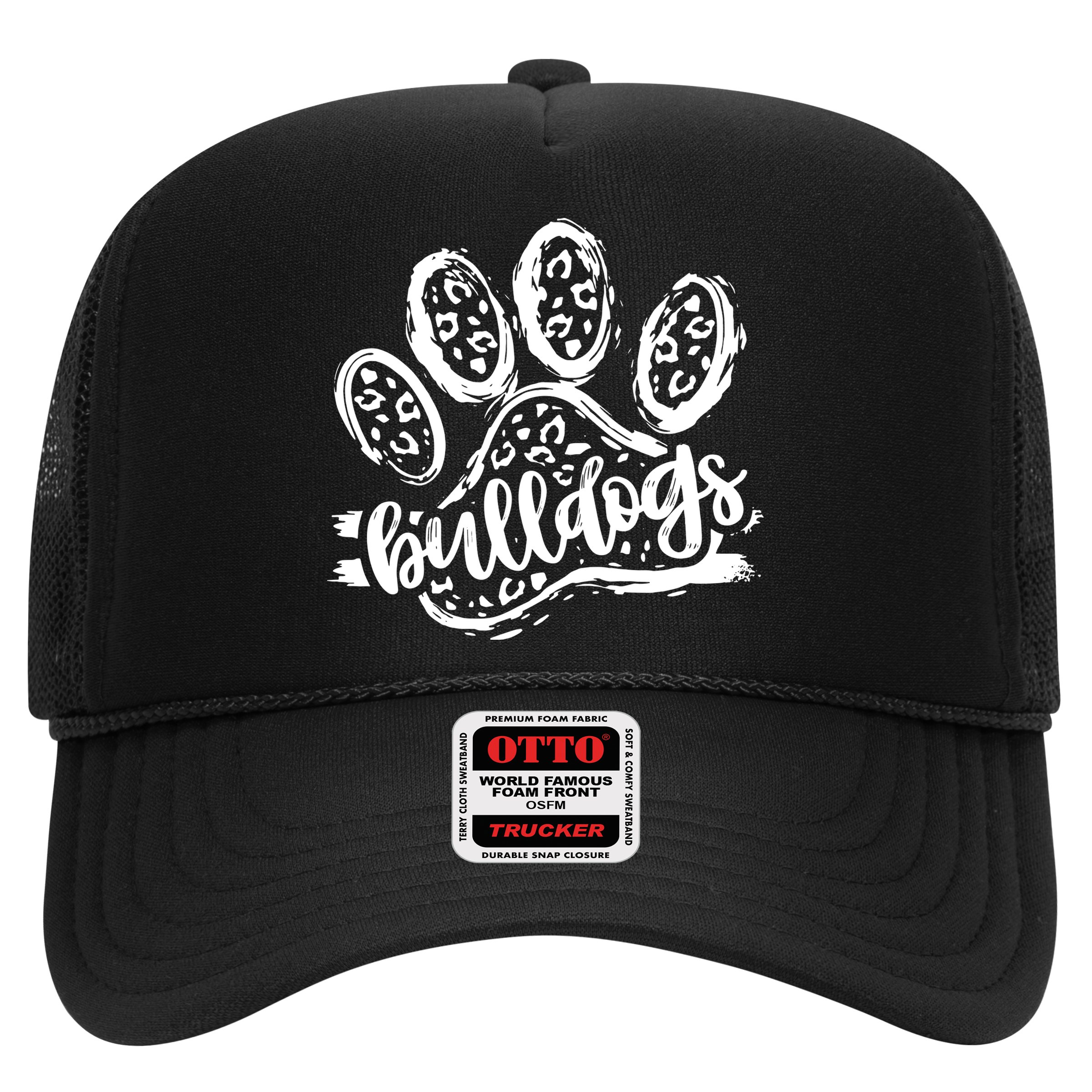 Retro Bulldogs Mascot School Spirit Leopard Print Paw Sports Hat