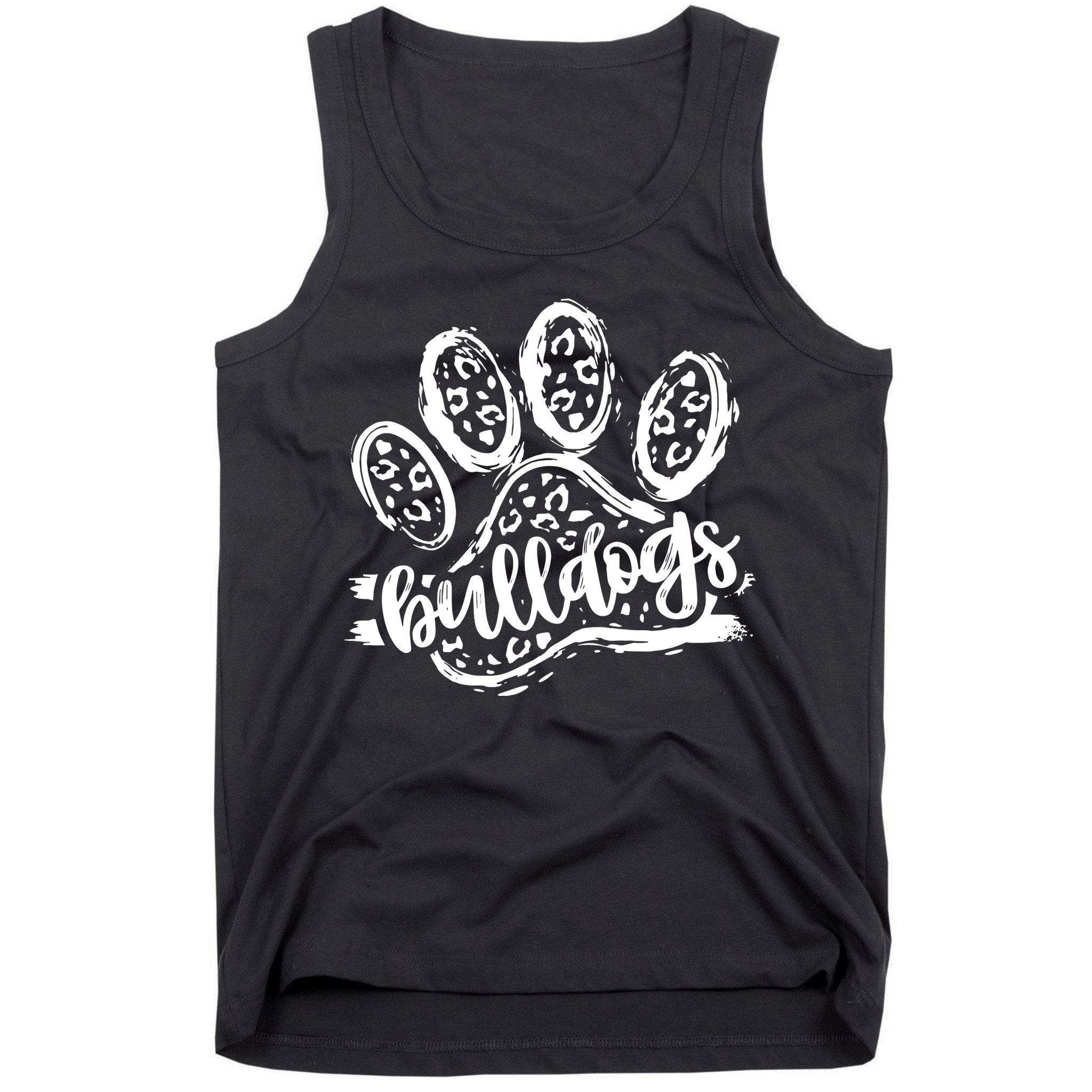 Retro Bulldogs Mascot School Spirit Leopard Print Paw Sports Tank Top