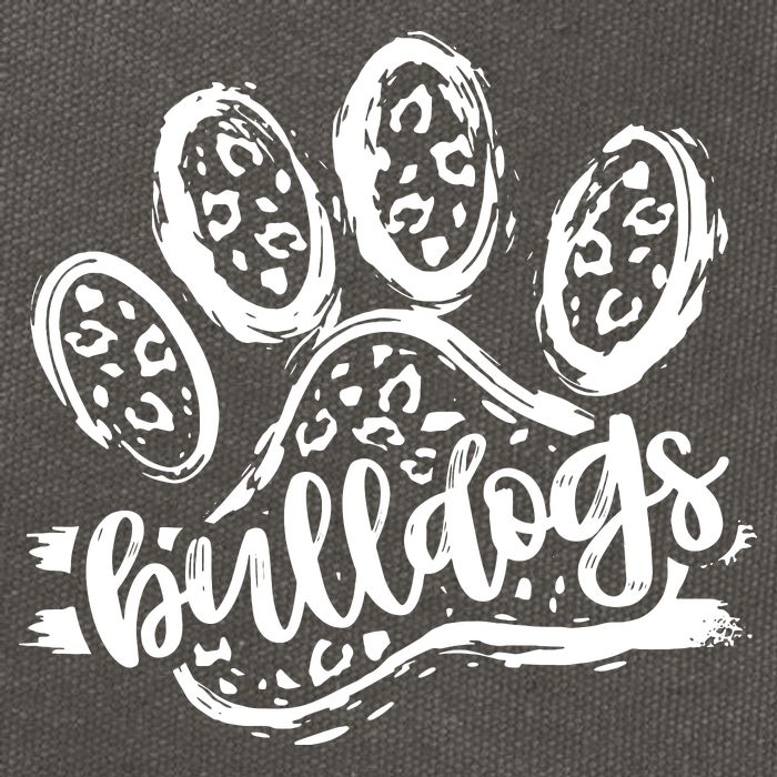 Retro Bulldogs Mascot School Spirit Leopard Print Paw Sports Cotton Canvas Backpack