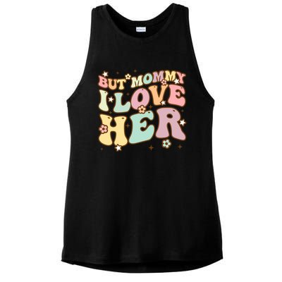 Retro But Mommy I Love Her Groovy Happy Parents Day Cool Gift Ladies PosiCharge Tri-Blend Wicking Tank